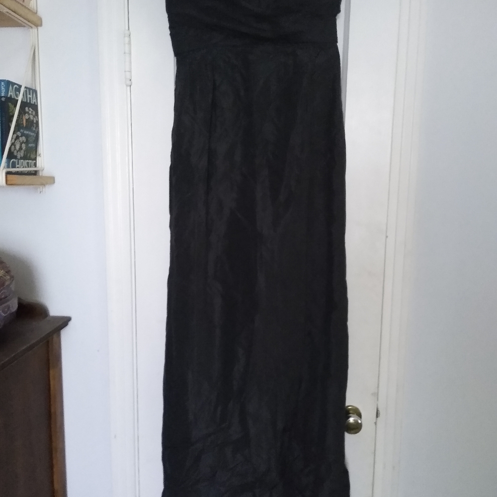 J. Crew Black Strapless Silk Gown